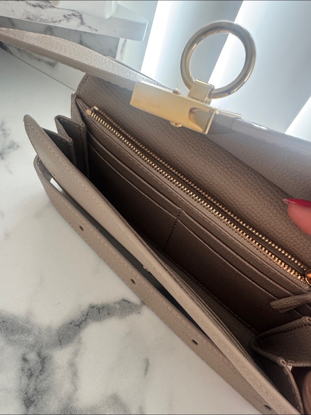 Polene Taupe Color Leather Belt Bag w/Gold-toned Hardware - Picture 5 of 9